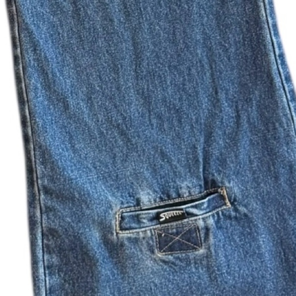 Vintage Button Fly Wide Leg Squeeze Blue Jeans Flare Women's 90's Denim Size 5 6 - Picture 9 of 11